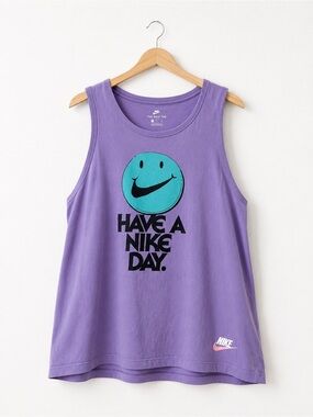 Streetwear Nike | “Have A Nike Day” Sleeveless Tee | Purple/Teal Retro Graphic
